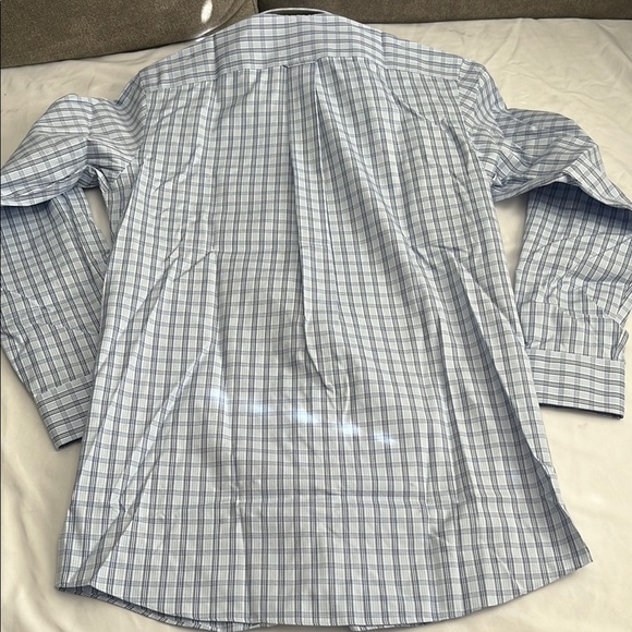 Light Blue Plaid Dress Shirt with Classic Collar - Picture 5 of 10